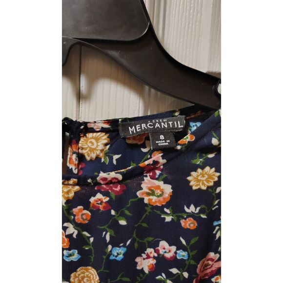 .Crew Mercantile Blue Boho Cottage Core Ruched-Waist Floral Mini Dress Size 8 - Picture 5 of 5